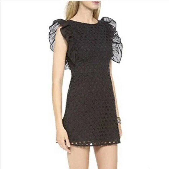 Pam & Gela Black Eyelet Dress With Ruffle Sleeve 4 - Picture 2 of 10